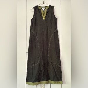 Solola Paris Artsy Lagenlook Sleeveless Maxi Dress Sz M Black Green Cotton